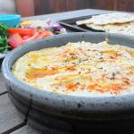 Roasted Garlic & Artichoke Hummus + Homemade Pitas & Tahini Sauce