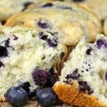 cut-open vegan blueberry muffin