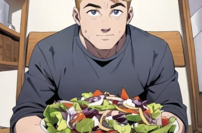 Man eating salad