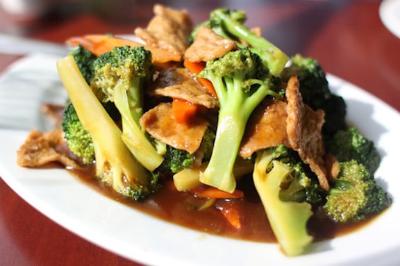 Seitan-and-broccoli stir fry