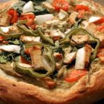 homemade vegan pizza avocado sauce