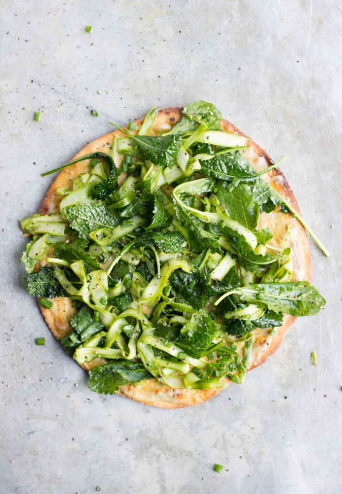 Chickpea Pizza with Shaved Asparagus Salad