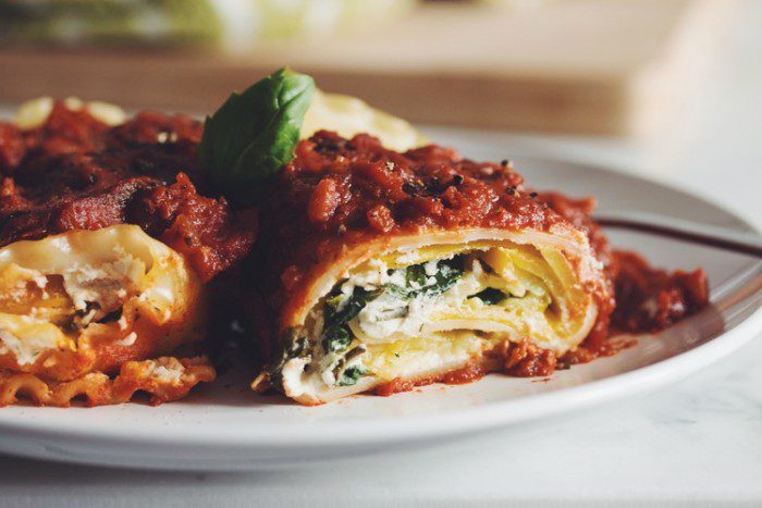 Lasagna Roll Ups with Almond Ricotta