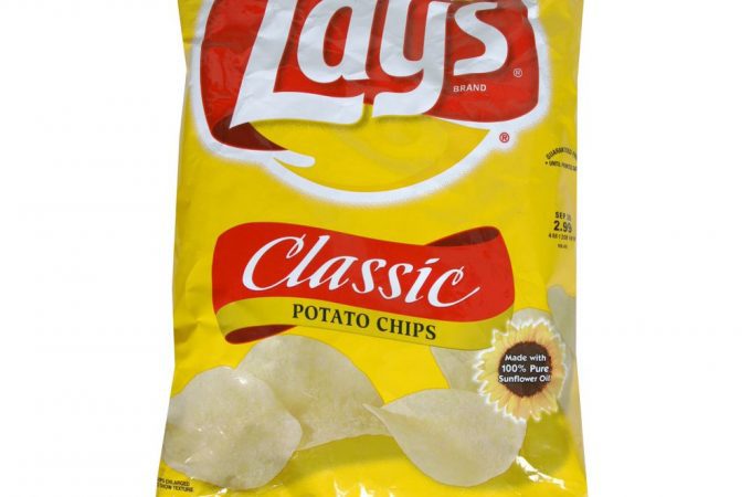 A yellow bag of lays porato chips