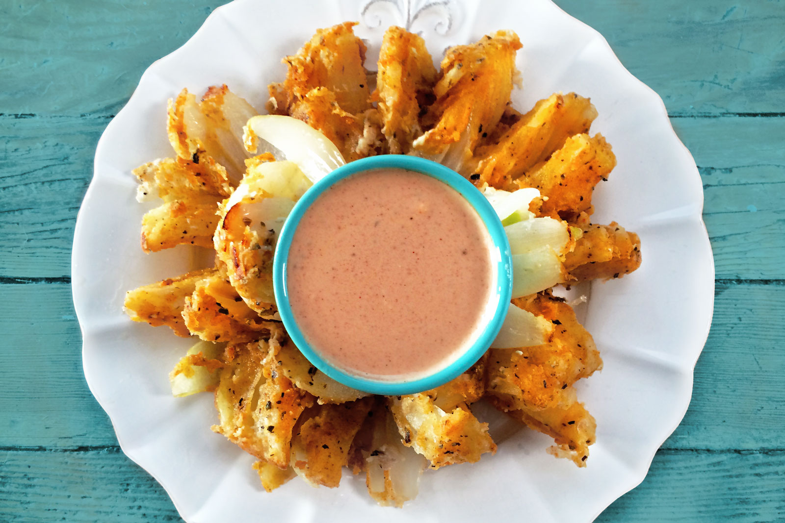 Vegan Blooming Onion with Dipping Sauce