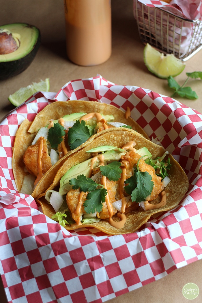 Fishless tacos with chipotle crema