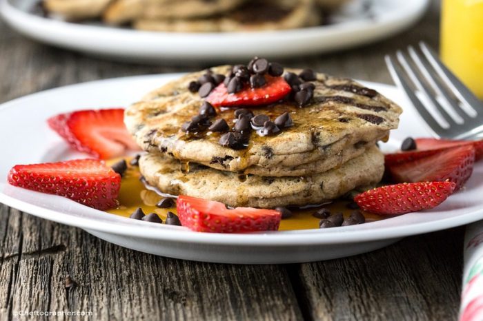 Fluffy Chocolate Chip Pancakes Made with Aquafaba