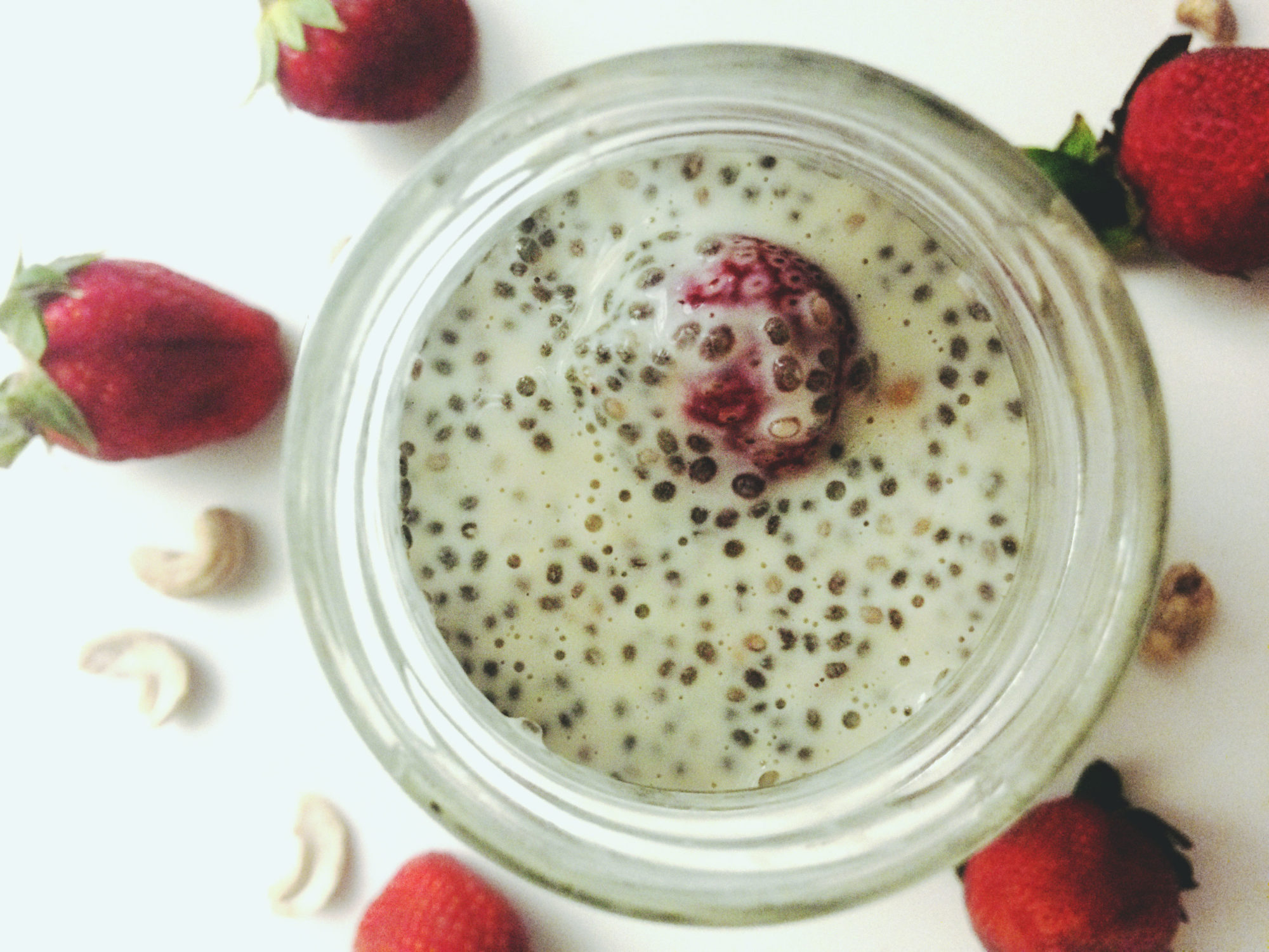 Healthy Strawberries & Cream Chia Seed Pudding