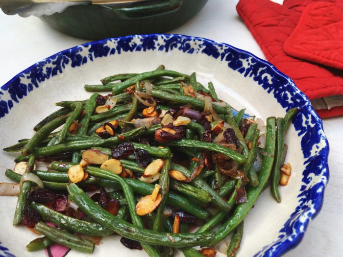 roasted green beans cranberries almonds recipe