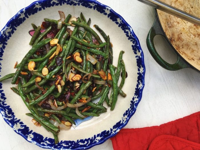 Roasted Green Beans with Cranberries and Almonds