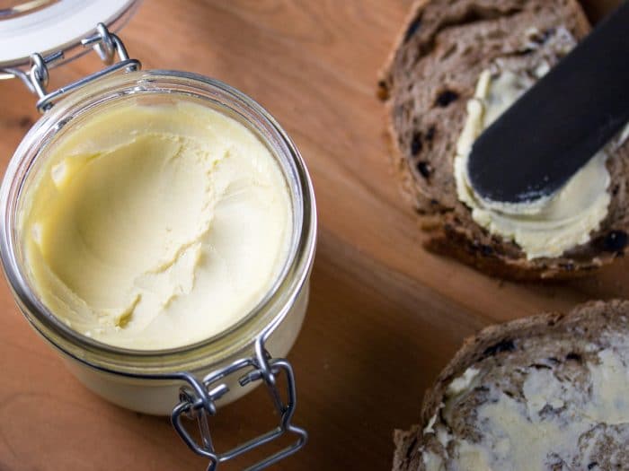 an open jar of vegan butter