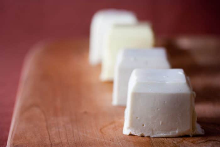vegan butter cubes in table